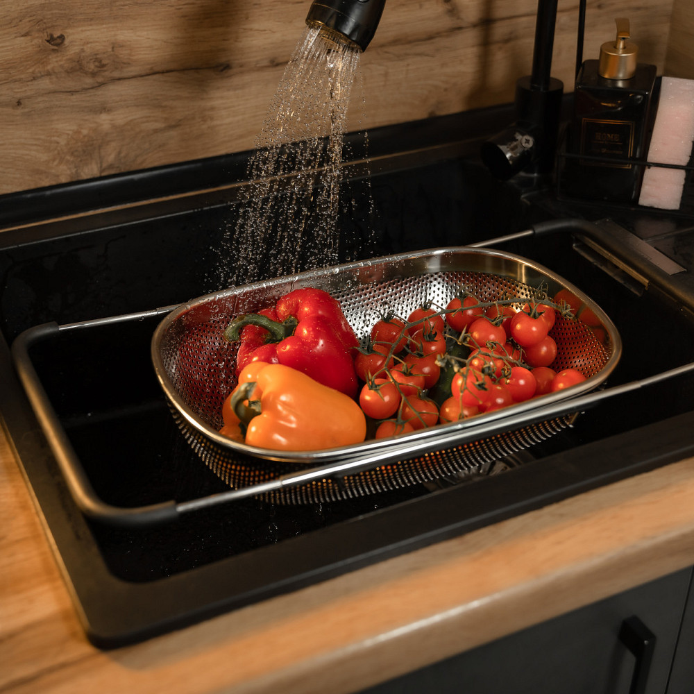Zhongjing Друшляк сито на раковину для миття овочів та фруктів 36х24х9 см з нержавіючої сталі H Киев - изображение 6
