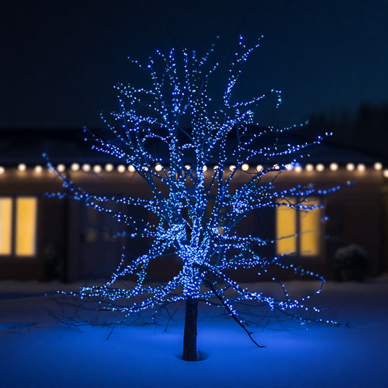 Вулична новорічна гирлянда 100 м, 1000 LED, сонячна батарея Київ