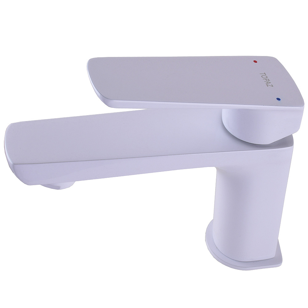 Змішувач для умивальника TOPAZ LEXI TL 21201-H57-W на гайці, Білий глянець ,шланги TAQ-M1055,D25 Луцк - изображение 5