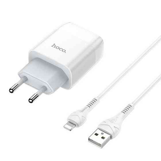 СЗУ сетевое зарядное устройство HOCO C73A 2USB/2.4A с кабелем для зарядки USB - Lightning Белый Каменец-Подольский