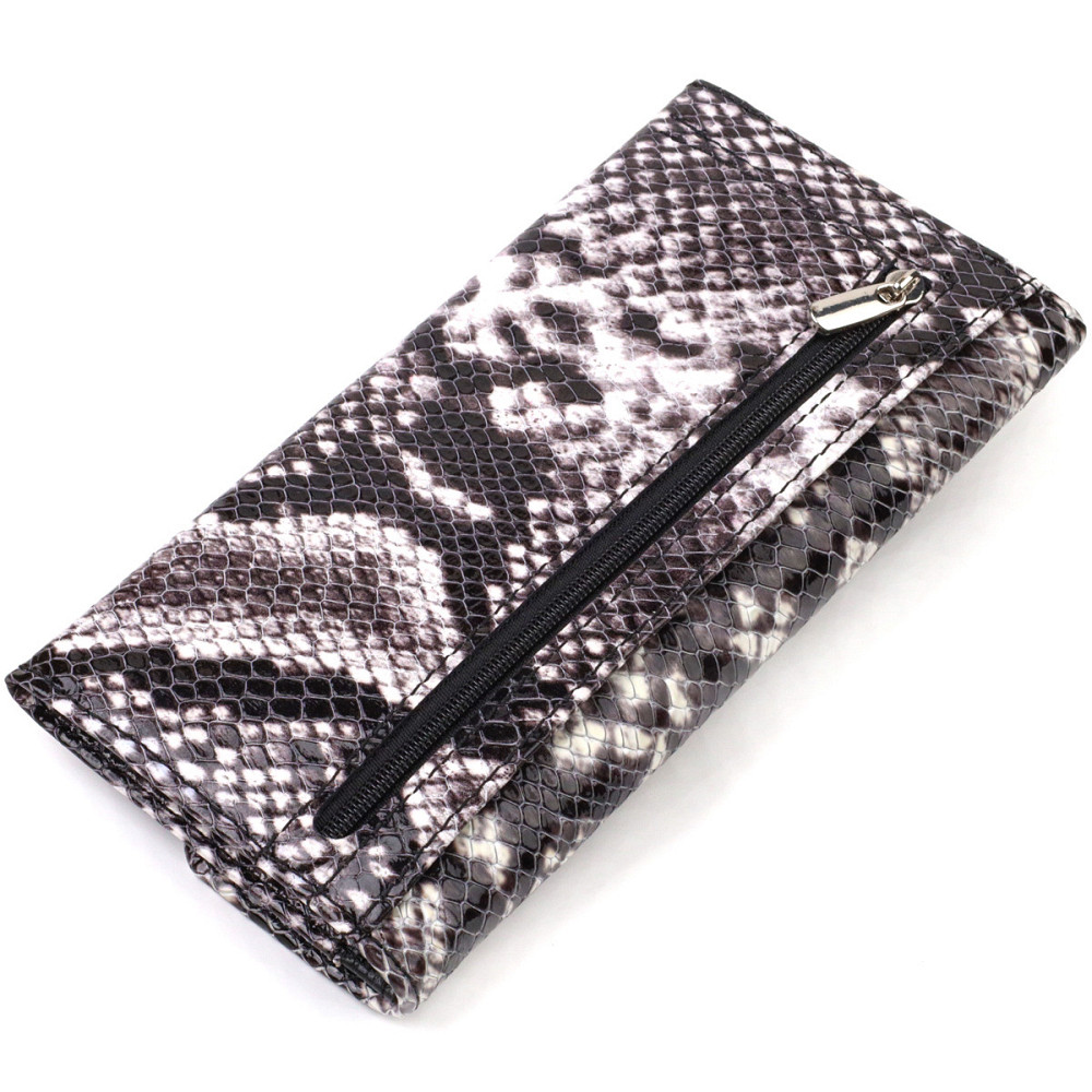 Жіноче фактурне портмоне з натуральної шкіри з тисненням під змію CANPELLINI 21692 Різнокольорове Київ - фото 2