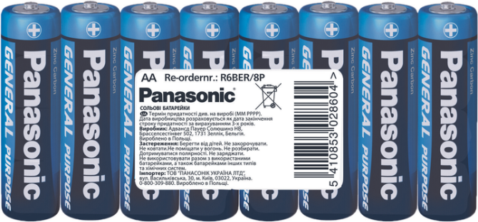 Батарейка PANASONIC R06/8604 General Purpose (8/96/480) Київ - фото 1