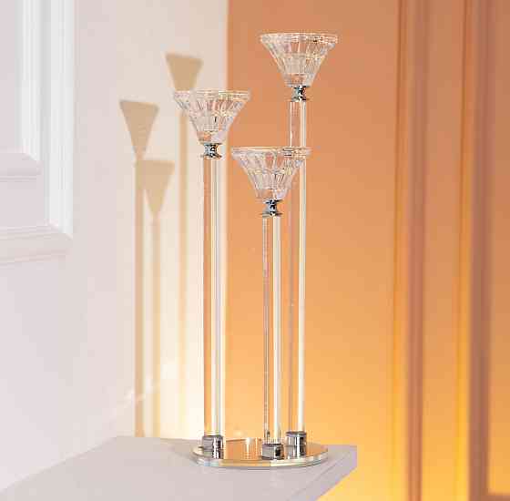 Підсвічник скляний на 3 свічки 12×37 см підсвічник декоративний прозорий на ніжці HP-4-17 Київ