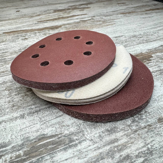 Набор шлифовальных кругов 100 шт 125 мм 8 отверстий на липучке универсальные для дерева и металла Киев