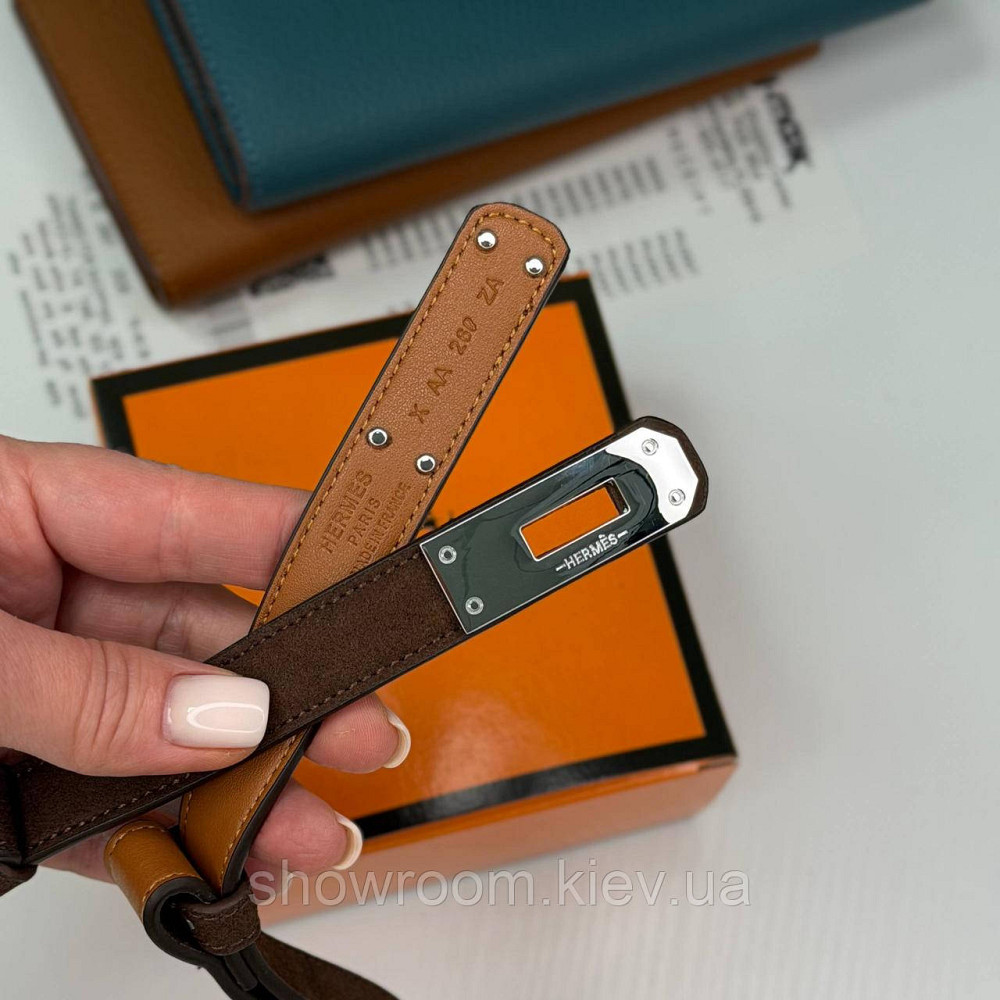 Коричневий замшевий жіночий брендовий ремінь (280-2) Київ - фото 7