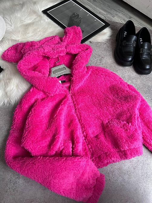 Жіноче плюшеве оверсайз худі з вушками на блискавці турецьке м'яке хутро Одеса - фото 9