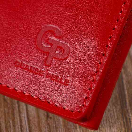 Небольшое женское портмоне в три сложения Красный (GRANDE PELLE) Киев