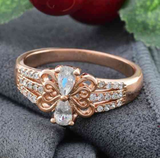 Кольцо Xuping 14222 размер 18, позолота РО, ширина 10мм, вес 2,8г, белые фианиты Киев