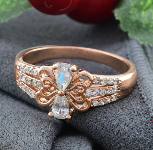 Кільце Xuping 14222 розмір 18, позолота РВ, ширина 10мм, вага 2,8 м, білі фіаніти Київ - фото 2