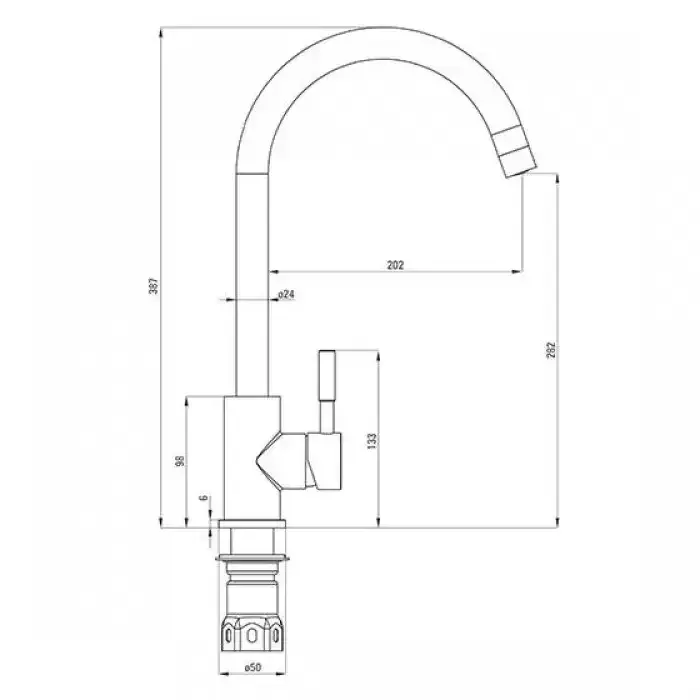 Смеситель для кухни WEZER EKO4A-01 сатин Киев - изображение 4