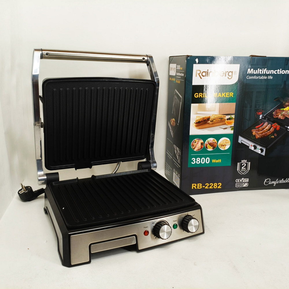 Мультипекар гриль Rainberg, Потужна електрична бутербродниця, Гриль з притисканням для кухні DF-41 Львів - фото 11