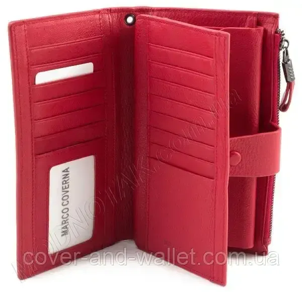 Елітний жіночий гаманець клатч з натуральної шкіри червоного кольору Marco Coverna 1426 Київ - фото 4