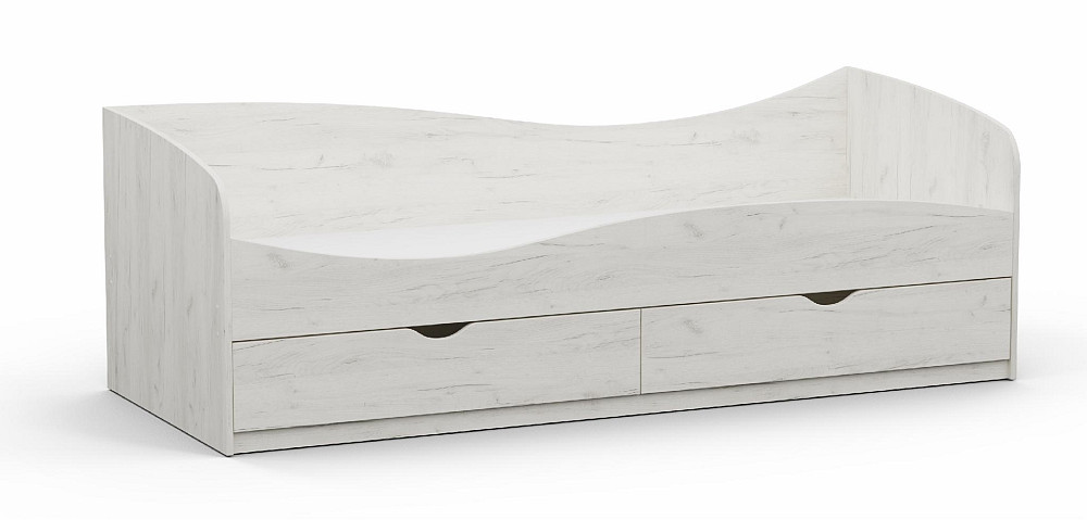 Кровать односпальная L-7, Дуб Крафт Білий, 2030х834х680 Львов - изображение 1