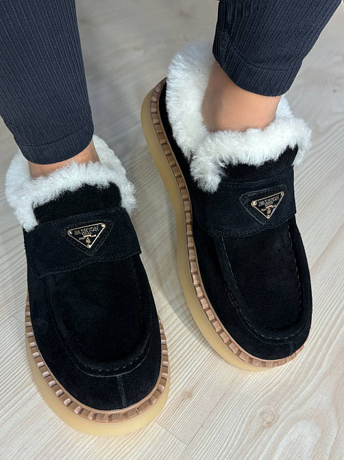 Черевики жіночі Hengji 69-2 лофери замшеві на хутрі чорні, 36, 23 см Київ - фото 4