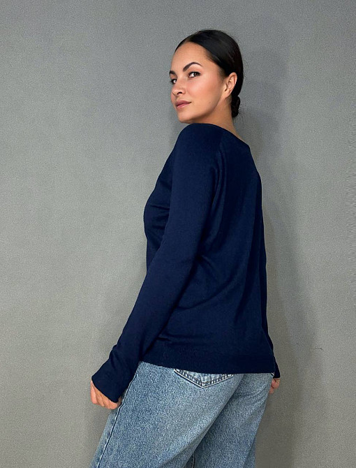 Джемпер жіночий ACCORDDREAM 9377 тонкий светр однотонний базовий, темно-синій, one size Київ - фото 17