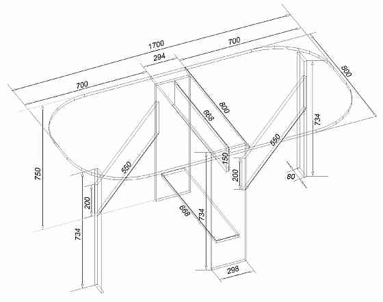 Стол-тумба №2, Бетон, 1700х800х750 Львов