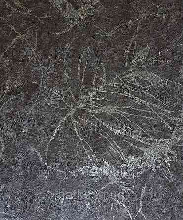 Шпалери метрові вінілові на флізеліні A.S.Creation Sylvana 1.06x10 листя фон під штукатурку чорне срібло 79125-1 Київ