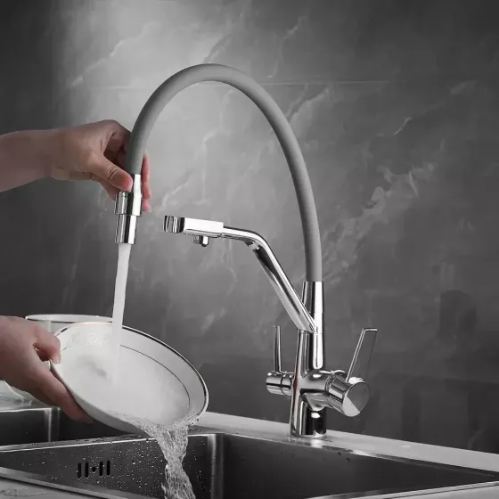 Смеситель для кухни с подключением к фильтру WEZER INX4A-08 хром/серый Киев