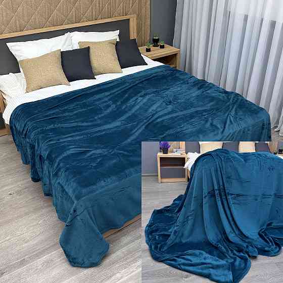 Плед класичний 200х220 см (+-5см) Синій (87-086) Київ