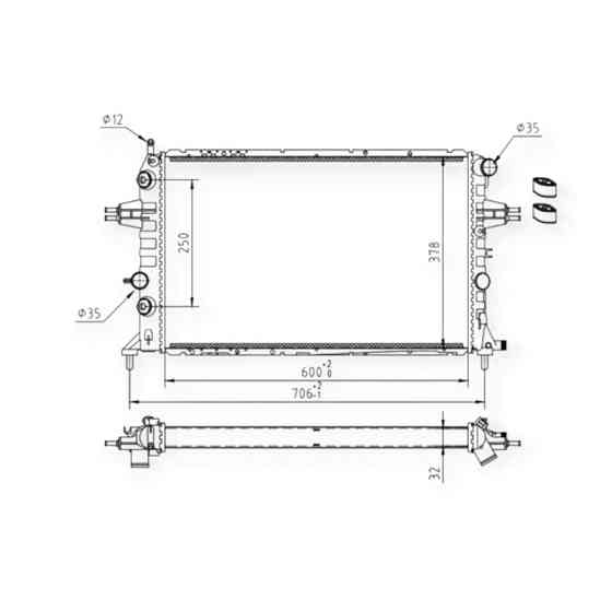 Радіатор двигуна Опель Astra G, Zafira A 2.0-2.2D 98- охолодження Мукачево