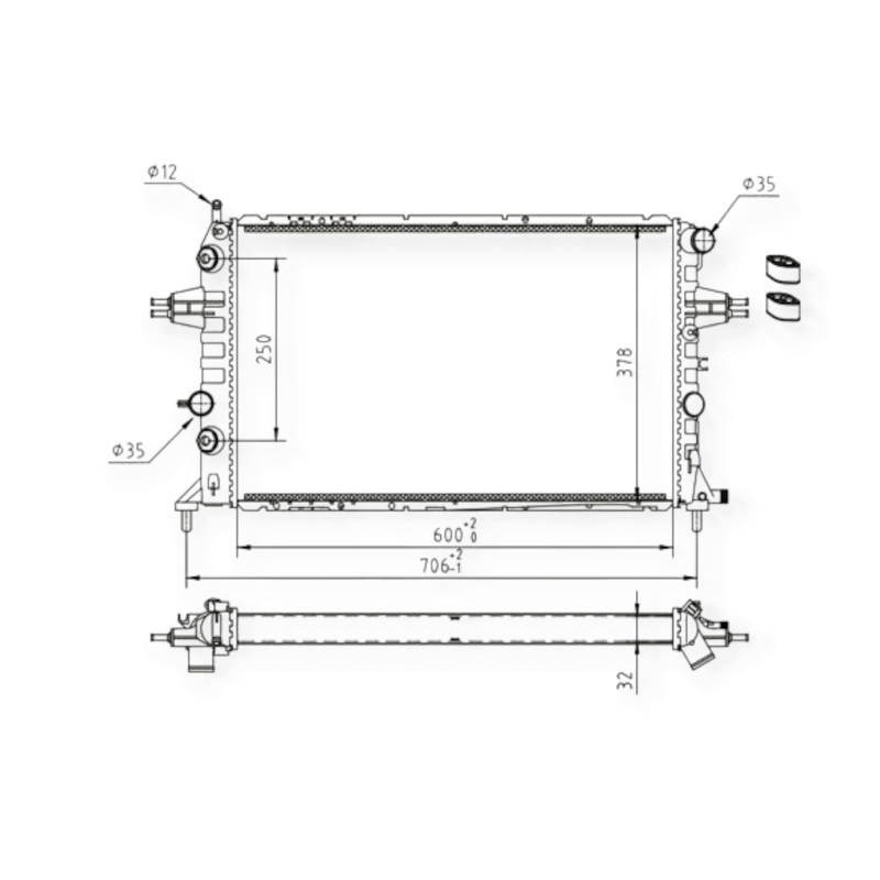 Радіатор двигуна Опель Astra G, Zafira A 2.0-2.2D 98- охолодження Мукачево - фото 1