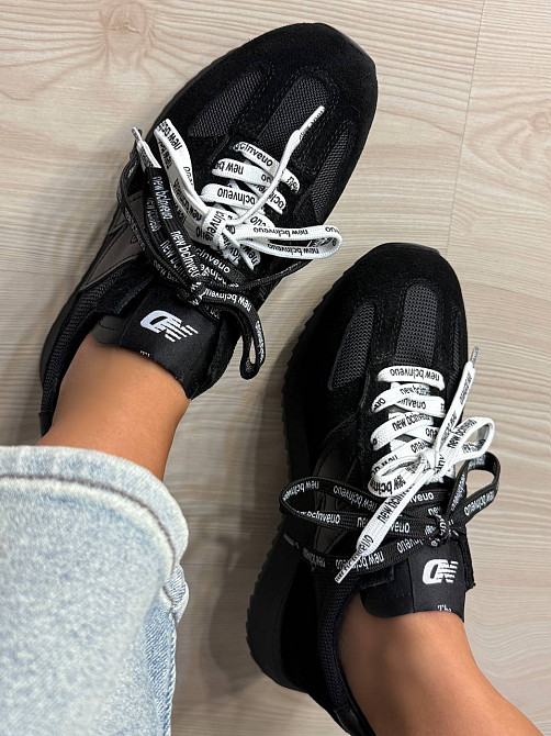 Кросівки жіночі Hengji 23-1 комбіновані замша з сіткою подвійний шнурок чорні, 39, 24,5 см Київ - фото 19