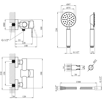 Душевой гарнитур Kroner Klassisch-ESG050 (CV035370) Винница - изображение 7