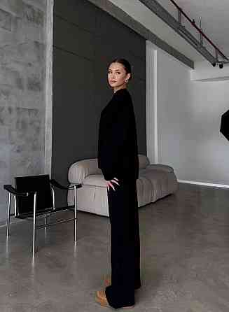 Жіночий затишний базовий костюм двійка з турецької ангори-кашемір Чорний, 46/48 Одеса