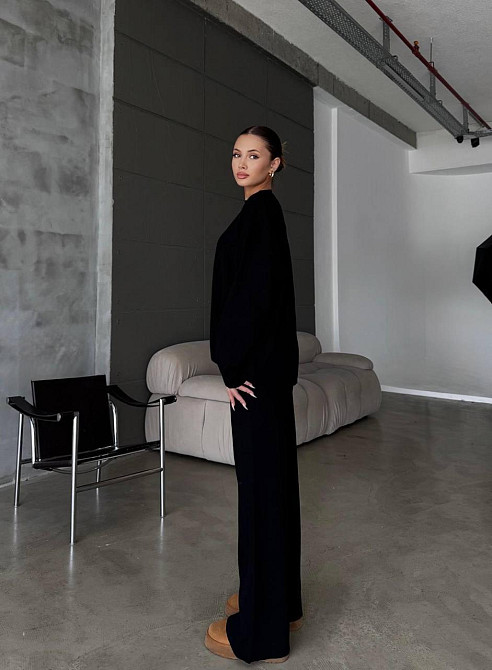 Жіночий затишний базовий костюм двійка з турецької ангори-кашемір Чорний, 46/48 Одеса - фото 3