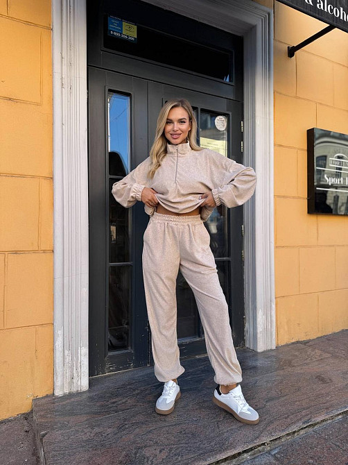 Женский прогулочный теплый костюм двойка: кофта и штаны Джерси Winter Беж, 42/44 Одесса - изображение 3