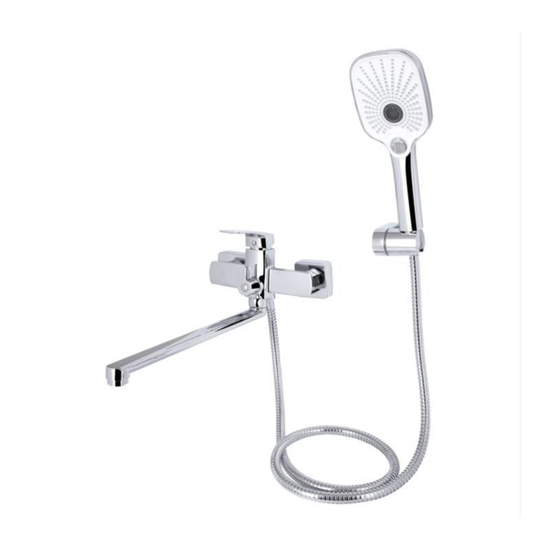 Смеситель для ванны с длинным поворотным изливом, c душевым гарнитуром Qtap Tern QTTER260CRM47587 Chrome Харьков - изображение 3