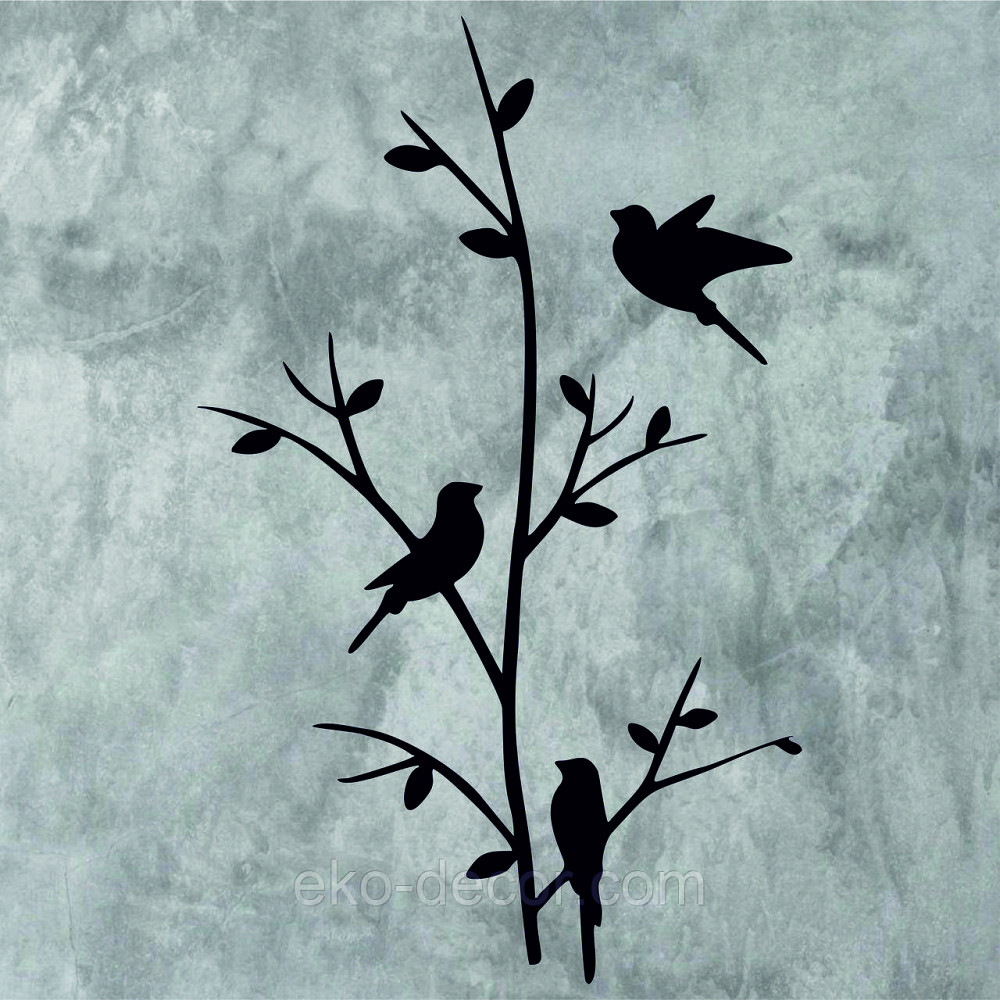 Декоративное настенное Панно «Птички», Декор на стену 110*68 см, Черный Киев - изображение 5