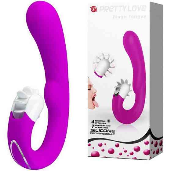 Перезаряжаемый вибратор с клиторальным стимулятором-ротатором Pretty Love «Magic Tongue» BI-040059 Sex Aura Киев