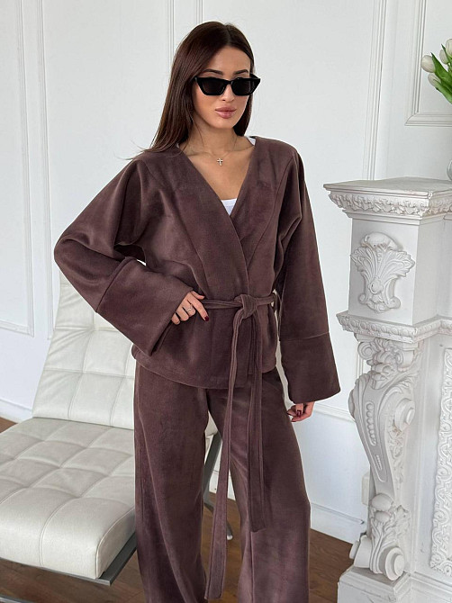 Жіночий костюм із двостороннього турецького флісу Шоколадний 42/46 Харків - фото 3