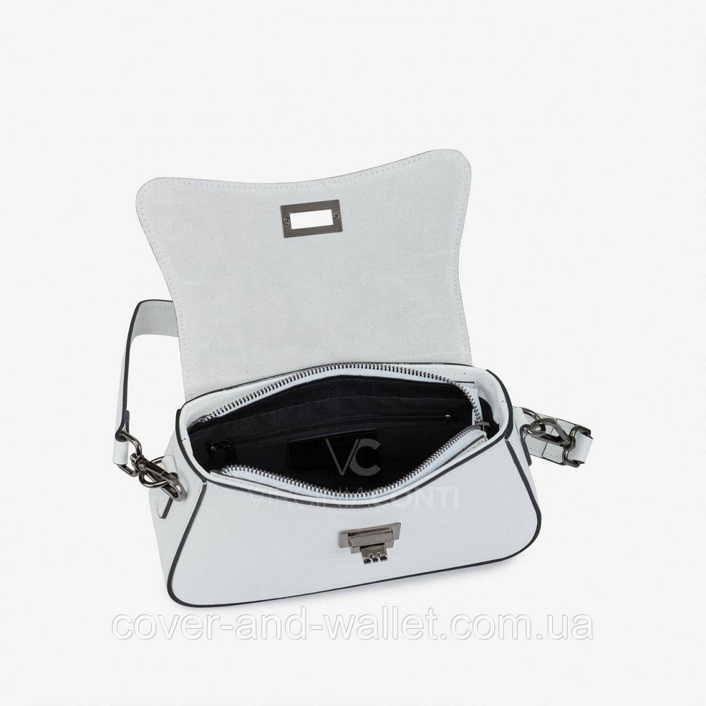 Вишукана жіноча сумочка з італійської гладкої шкіри білого кольору Virginia Conti Київ - фото 2