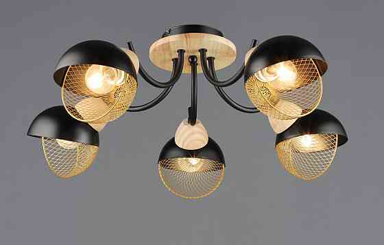 VALESO Люстра стельова на 5 плафонів N6656/5 Чорний+Дерево Коломыя