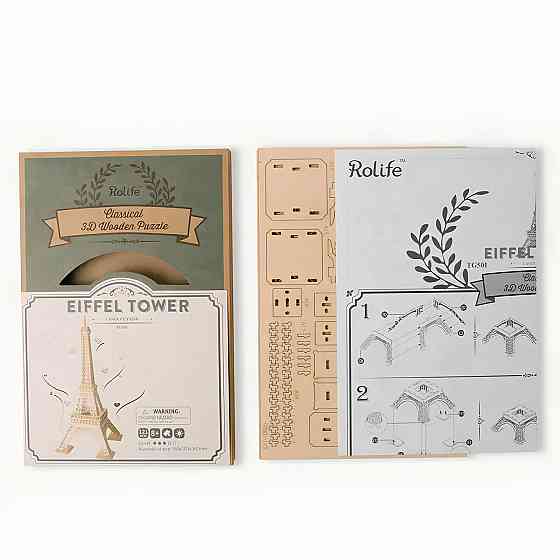 Конструктор Robotime Ейфелева вежа 121 деталь. Дерев'яна збірна 3D модель Ейфелевої вежі 165х157х365 мм Київ