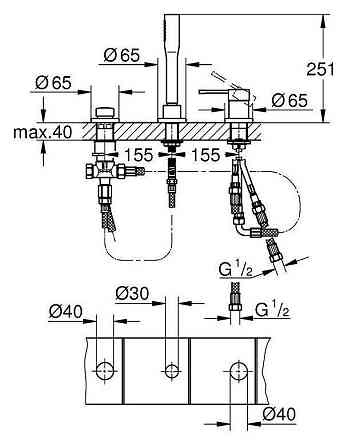 Змішувач для ванни Grohe Essence на 3 отвори   ( 19976001 ) 30726 Харків