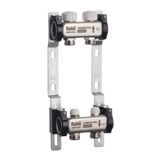 Колектор з термостатичними та запірними клапанами Roho R805-02 - 1"х 2 вих. (RO0056) Київ