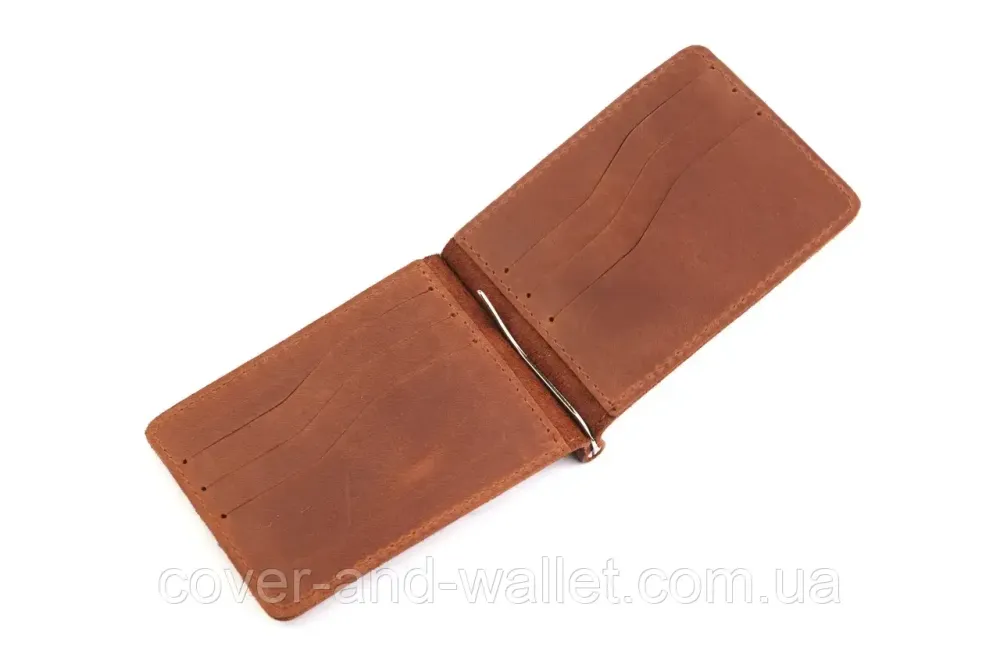 Удобный тонкий зажим для купюр и карточек коричневого цвета Onda Киев - изображение 8