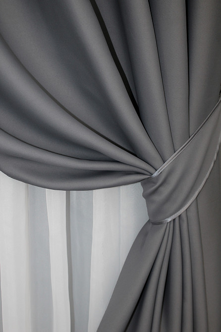 Комплект штор на люверсах VR-Textil Bagema Rvs № 1244ш Сірий 150х250 см 2 шт (37-0017) Київ - фото 4