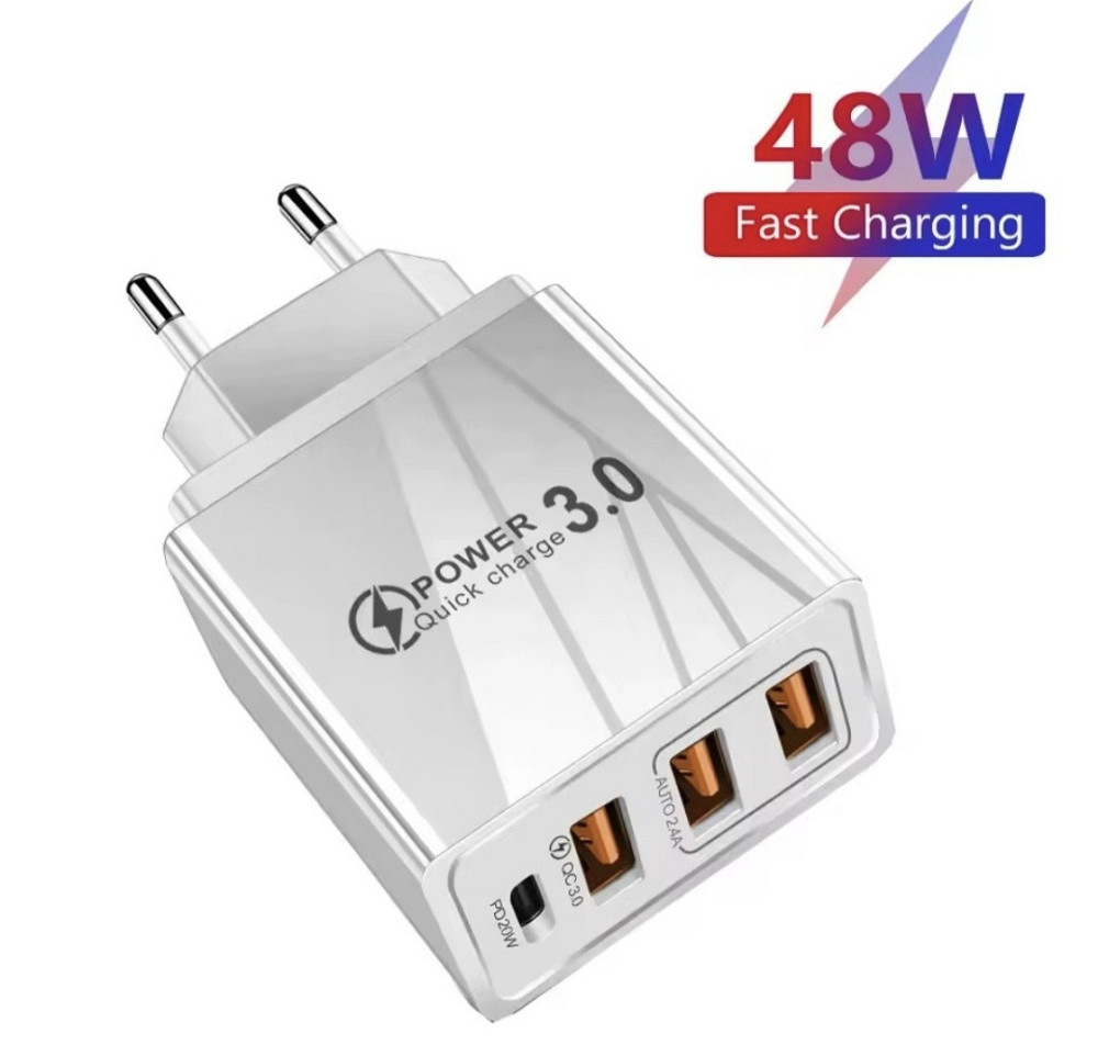 Зарядний пристрій на 4 порти (3 порти USB та 1 TYPE-C (45 W)) Сміла - фото 1