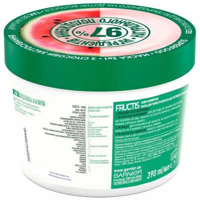 Маска для волос Garnier Fructis Superfood Сочный Арбуз для тонких волос 390 мл (3600542389440) Винница - изображение 2