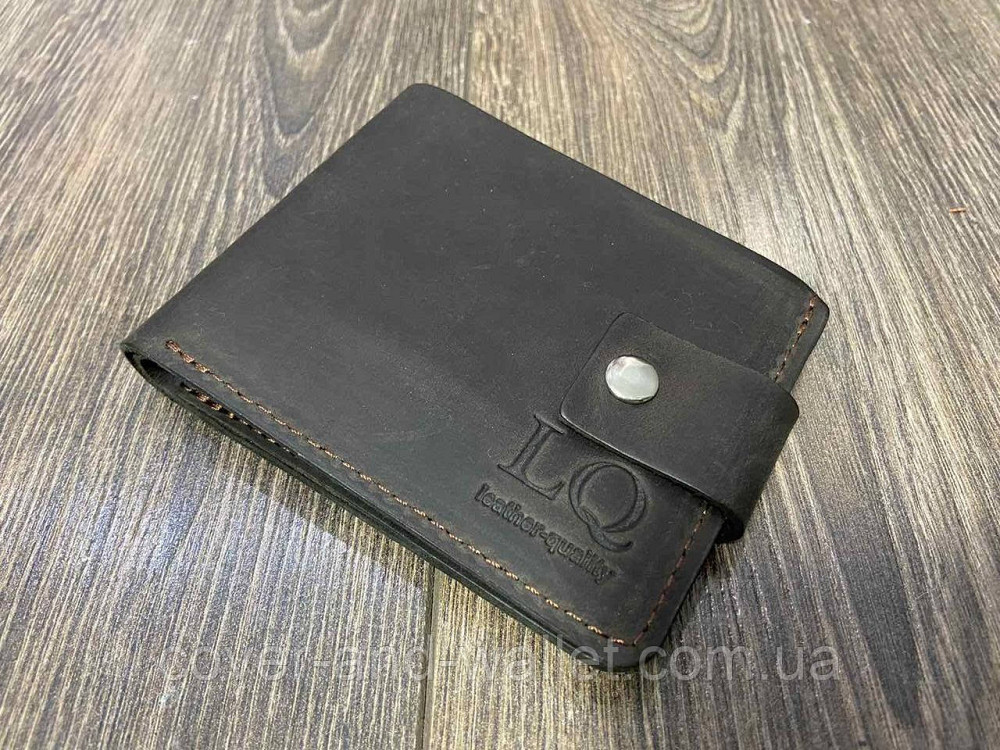 Стильный кошелек ручной роботы на кнопке из винтажной кожи Onda Коричневый Киев - изображение 1