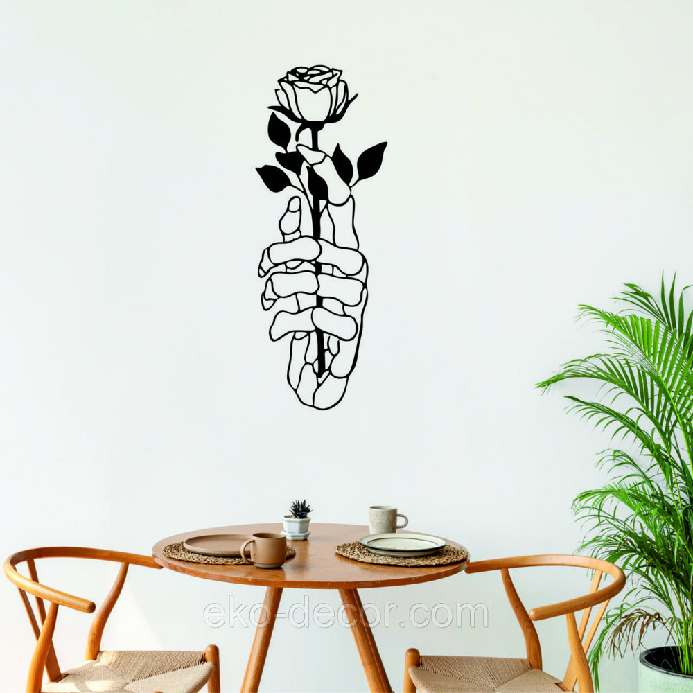 Декоративне настінне Панно «Рука з трояндою» Декор на стіну 110*42 см, Чорний Київ - фото 3