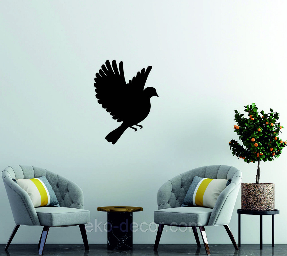 Декоративное настенное Панно «Птичка» Декор на стену(цена за 1шт) 30*21, Черный Киев - изображение 1