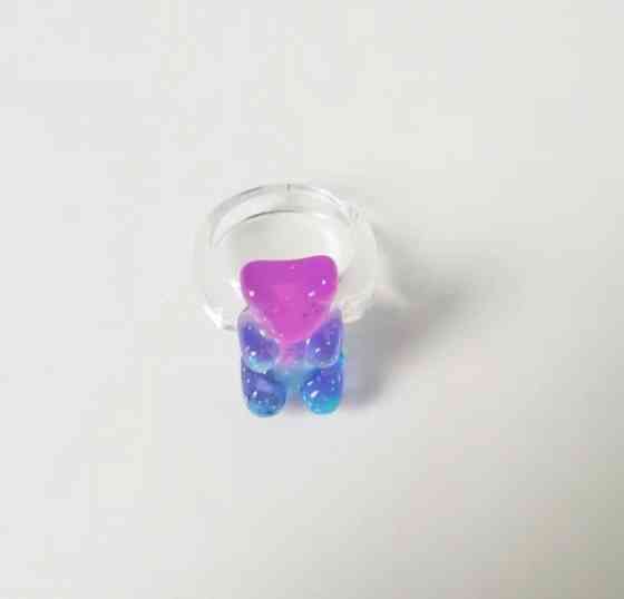 Кольцо с мишкой двухцвеное для детей 4,5 см разноцветный Киев