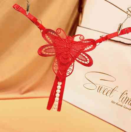 Трусики з перлинами червоні "Бджілка" - розмір універсальний, регулюється Київ