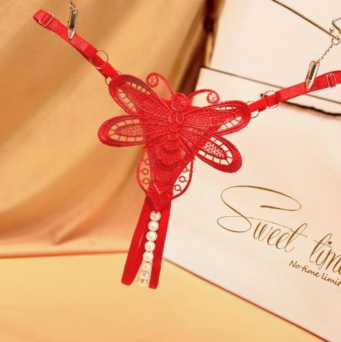 Трусики з перлинами червоні "Бджілка" - розмір універсальний, регулюється Київ - фото 1