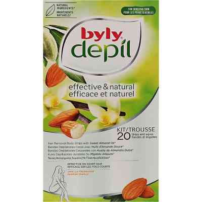 Восковые полоски Byly Для депиляции чувствительной кожи тела с Миндалем и Ванилью 20 шт (8411104043367) Винница